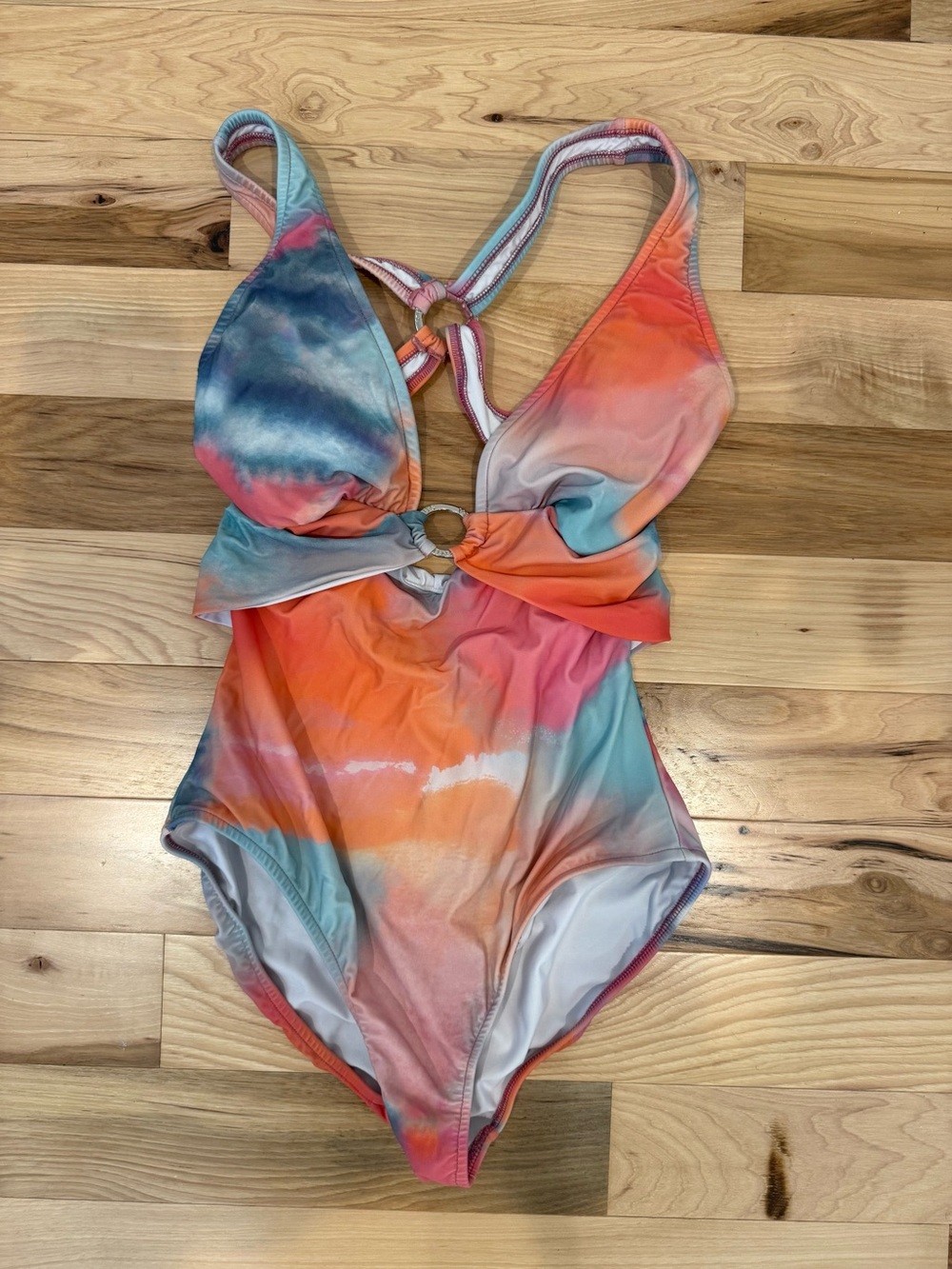 VENUS Multicolor Tie-Dye Cutout One-Piece Swimsuit – Size 10